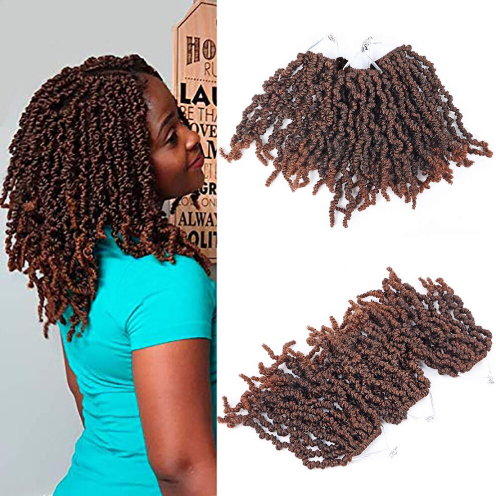 Unisex 6 Packs 10 Inch Short Spring Twist Crochet Hair Extensions, Pretwisted Curly Braids T30