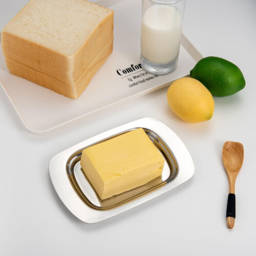 Stainless Steel Butter Dish with Lid 304 Rectangular Holder for Kitchen Restaurant Cheese Snacks 1