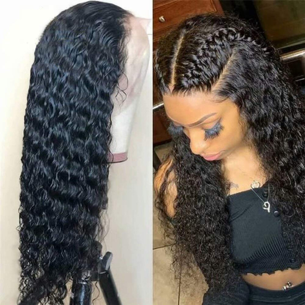 Unisex Brown Brazilian Virgin Human Hair 360 Lace Front Wig 150 Density Curly Pre Plucked Bleached Knots 20 Inch