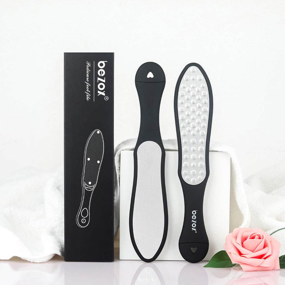 Stainless Steel Foot File with Integrated Mini File, Ergonomic Handle Callus Remover for Pedicure