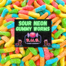 Sour Gummy Worms 8oz Bag – Bold Tangy Flavor, Colorful Neon Chewy Candy for Party and Movie Night
