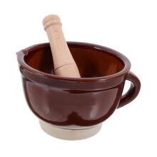 Garlic Mortar and Pestle Wooden Crusher HeavyDuty Bowl Ergonomic Grip Easy Clean Kitchen Tool