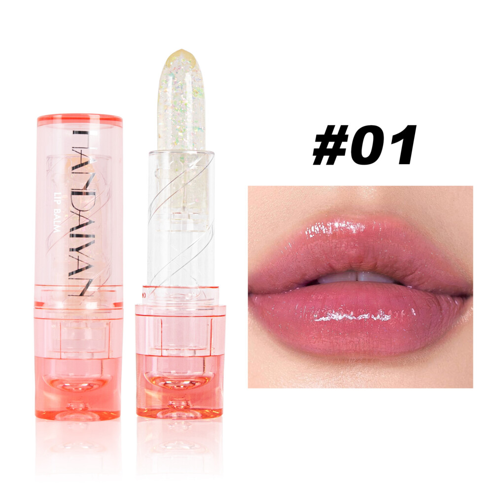(3.2g, 01) Lip Balm, Glitter Color Changing Moisturizing Lip Balm Long Lasting Waterproof Lipstick