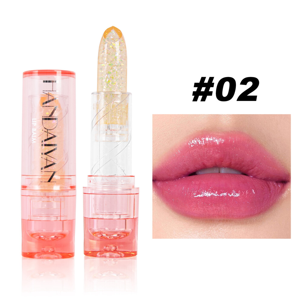 (3.2g, 02) Lip Balm, Glitter Color Changing Moisturizing Lip Balm Long Lasting Waterproof Lipstick