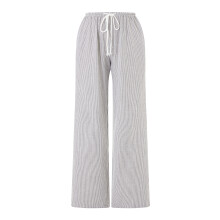 (M, Light Grey) Damesbroek met streepjesprint, trekkoord, lage taille, rechte pijpen, slaapbroek