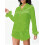 (M, Fluorescent Green) Conjunto de satén de moda 3