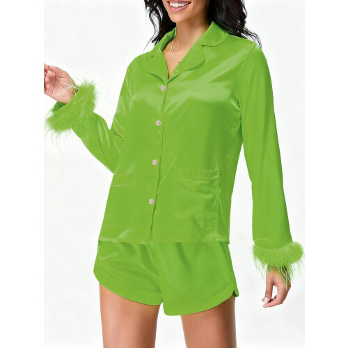 (XL, Fluorescent Green) Γυναικεία σατέν ρούχα, σορτς, μοντέρνα. 2