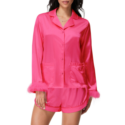 (XL, Rose Red) Γυναικεία σατέν ρούχα, σορτς, μοντέρνα. 2