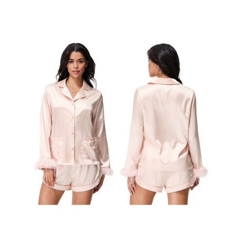 (S, Champagne) Conjunto de satén de moda 2