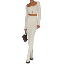(S, Creamy White) Dámské dvoudílné oblečení sukně, streetwear