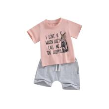 (12-18 Months, Pink) Ensemble d'été bébé : T-shirt lettres et lapins + short uni, parfait pour Pâques