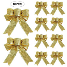 Big Bow Christmas Ornaments Tie Glittering Pink Silver Gold Ribbon Bow Christmas Tree Decoration Manual Home Essentials