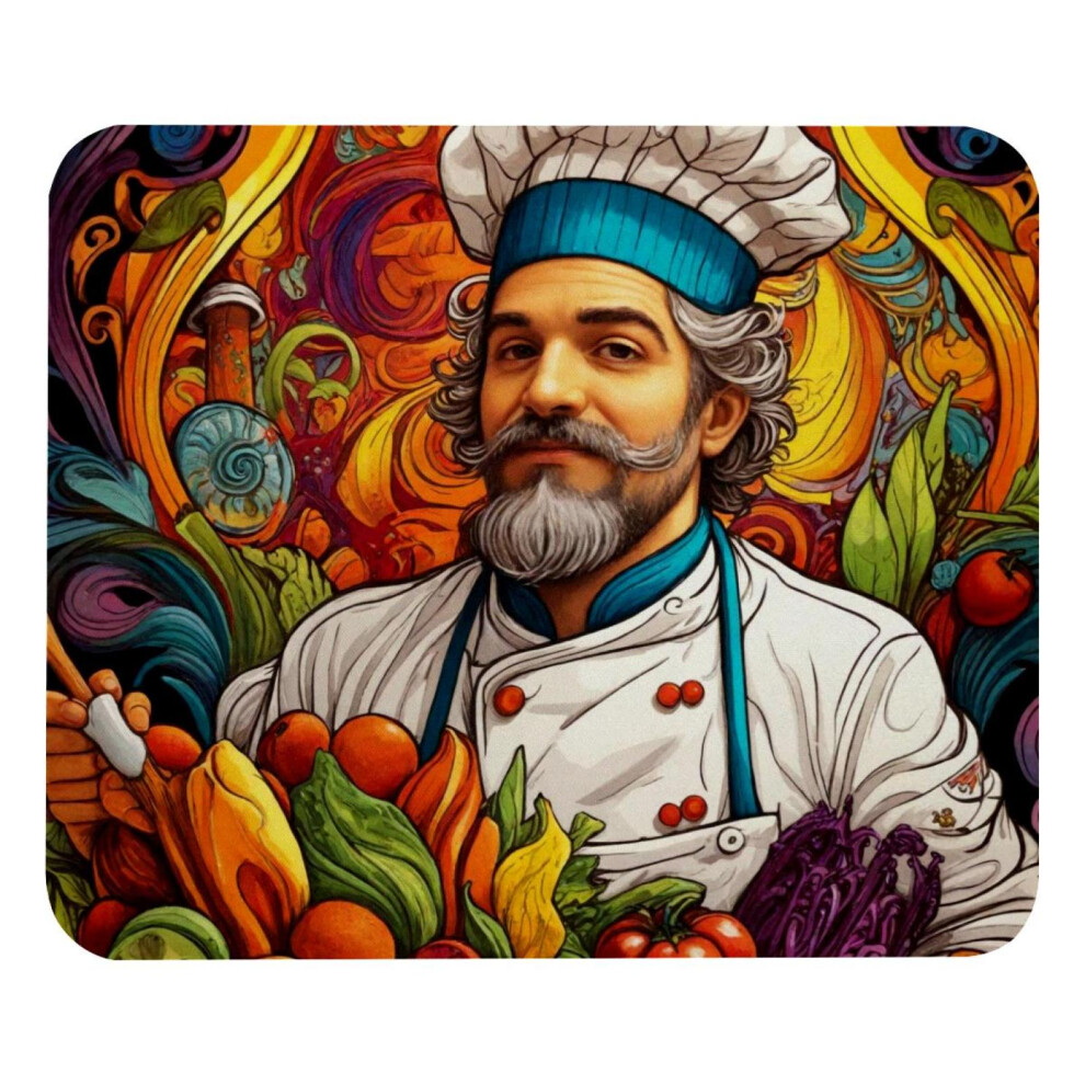Chef Vegetable World Mouse Pad With Non-Slip Rubber Base, Square Design For Laptop, Desk, School, Office - 8.3'' X 9.8'' 9377112420301
