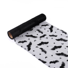 HKUKY Halloween Mesh Roll Placemats Exquisite Bats and Spiders Print Festival Party Table Decoration Mesh Tablecloth Table Runner Home Decoration