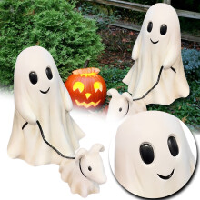 Ghost Walking Dog Statue, Halloween Ghost Dog Figurine, Spooky Tabletop Decor, Compatible with Halloween Home Decor