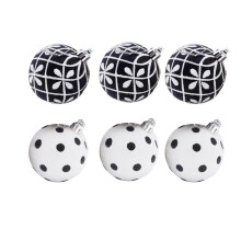Hand Drawn Shatterproof Christmas Balls 6cm, 6 Pcs, PVC Box, Holiday Decor, Window Display, Gift - Black (Compatible with Christmas Tree)