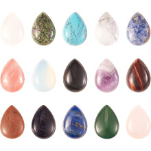15 Pcs Natural & Synthetic Gemstone Cabochons Flat Back Gemstones Cabochons Teardrop No Hole Stone Beads for Jewelry Making Crafts Supplies DIY