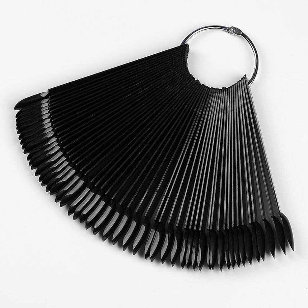 50 Pcs Nail Swatch Sticks with Steel Ring, FanShaped Nail Art Color Display Palette for Polish
