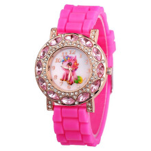 2023 Watch Quartz Wristwatch for Girls Student Cartoon Beast Horse Children Kids Silicone Strap Gift Present Rose Red Pink