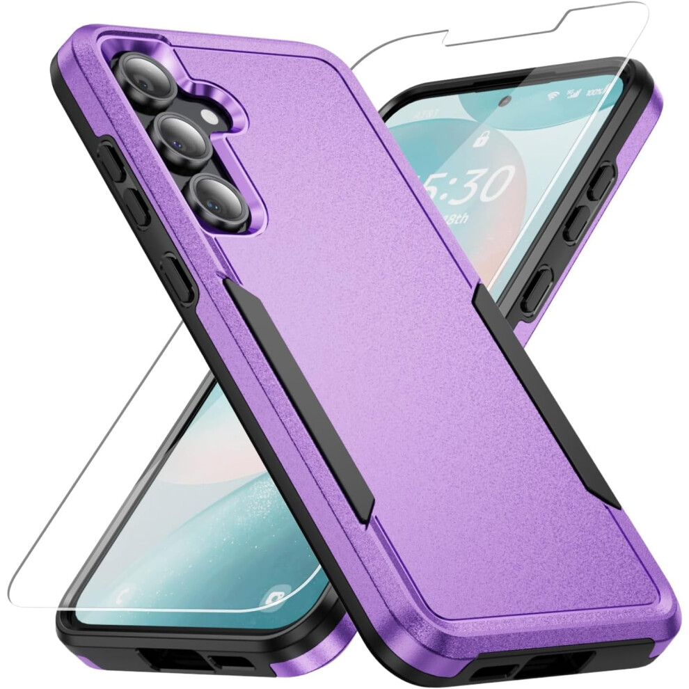 Samsung Galaxy S24 Fe Case With Hd Screen Protector - Military Grade Drop Tested, Heavy-Duty Rugged Shockproof Case For S24 Fe, Purple 9027700417670