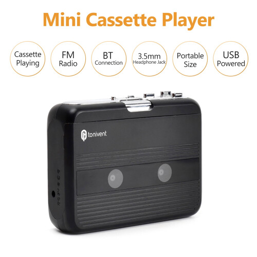 Mini Cassette Player Tape Record with 3.5mm Headphone Jack Control 2