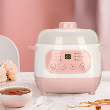 1L Electric Ceramic Slow Cooker with AntiDry Burn Protection and 24H Reservation, Mini Stew Pot