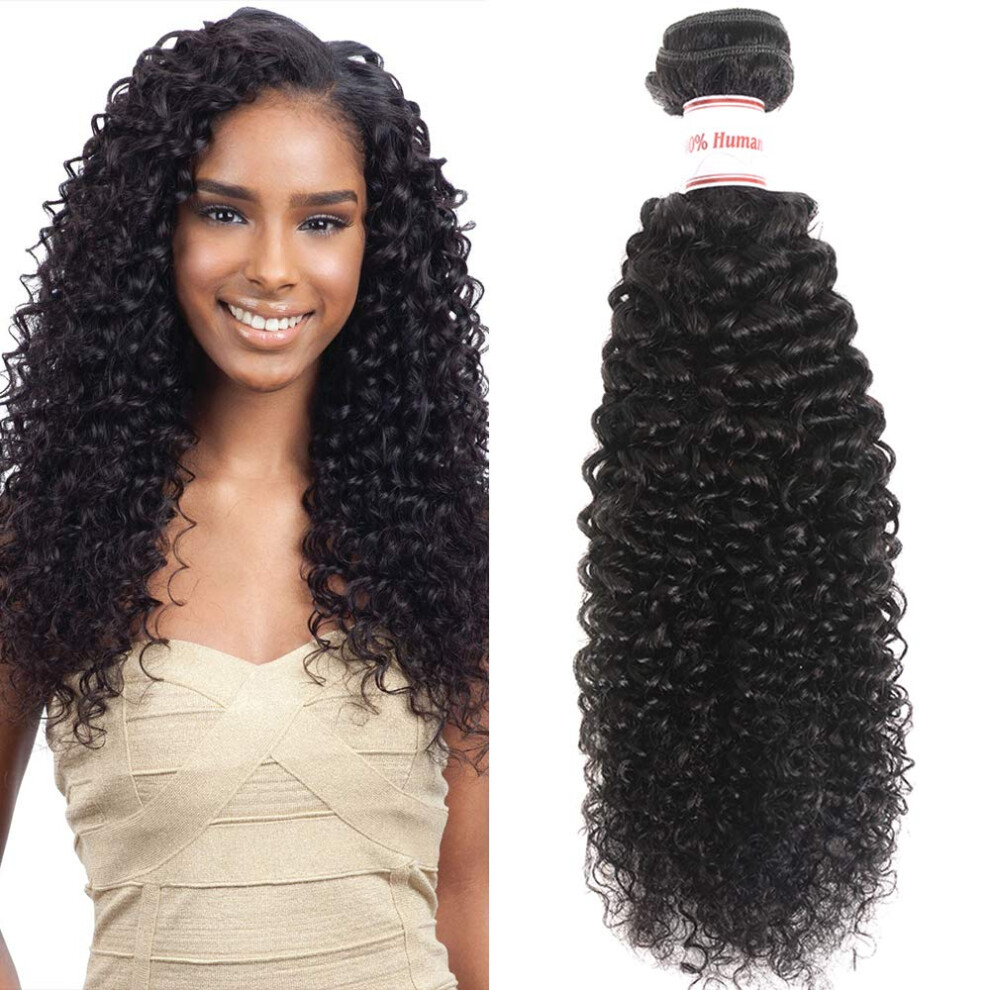 Unisex Black Brazilian Virgin Human Hair Wig 8A Kinky Curly 16Inch Natural 150% Density Lace Front