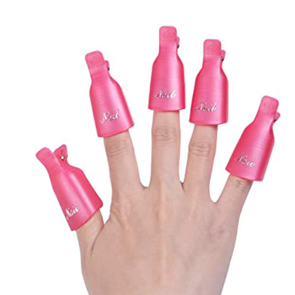 Pink Nail Polish Remover Clips 10Pcs Soak Off Gel Acrylic Removal Tool Set For Mess Use