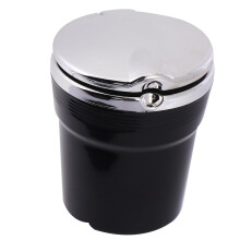 Car Ashtray with LED Light, Smokeless NonSlip Auto Ashtray, BuiltIn Cigarette Extinguisher, Black