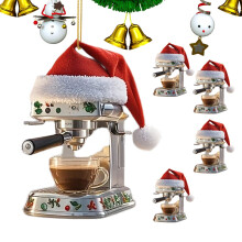 Christmas Coffee Ornament Acrylic Espresso Maker Holiday Decoration for Coffee Lover Tree Hanging