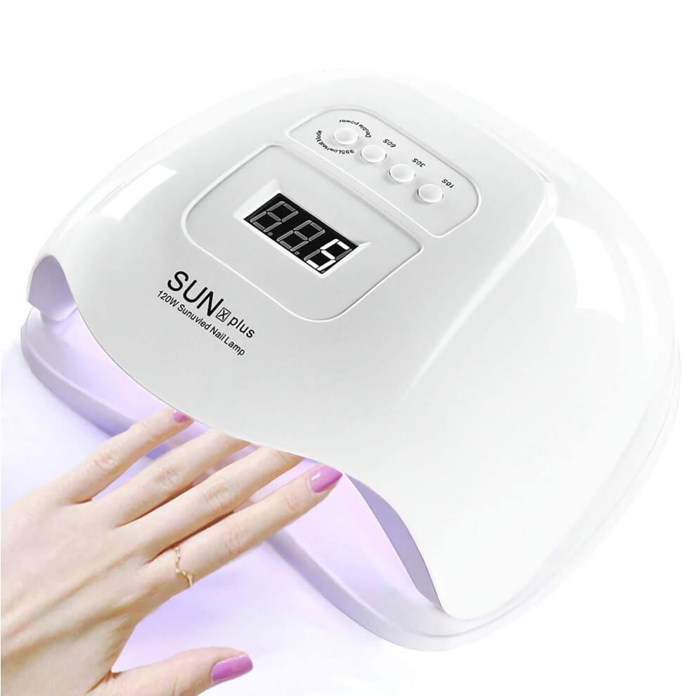 Professional 120W UV LED Nail Lamp Gel Dryer with Sensor, 4 Timers, Fast Gel Curing, White
