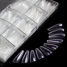 Clear Coffin Nail Tips Set 500pcs Long Fake Nails with Numbered Case for Easy Trim and Smooth Finish