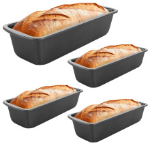 Set of 4 Non Stick Carbon Steel Bread Loaf Pans 9.25 Inch for Homemade Baking and Sourdough