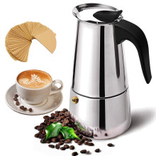 Stainless Steel Moka Pot 12 Cup Italian Stovetop Espresso Maker for Gas and Induction Stove