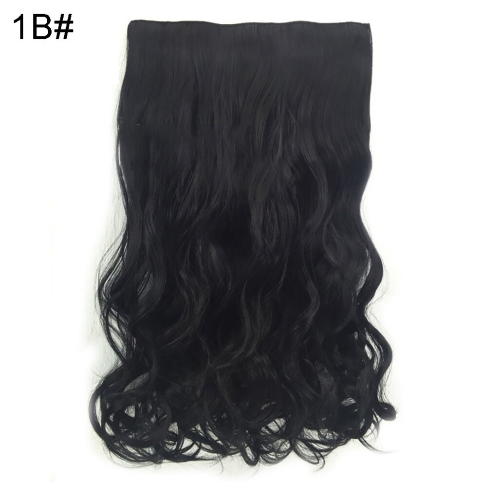 Clip in Hair Extensions Heat Resistant 50cm Wavy Synthetic Hairpiece for Women Cosplay 1B