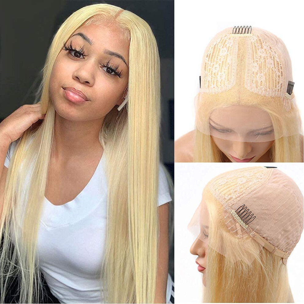 613 Blonde Lace Front Wig Human Hair 13x4x0.5 T Part 150% Density Pre Plucked Brazilian Virgin Hair