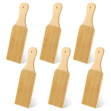 6 PCS Wooden Gnocchi Board Set with Deep Ridge Texture, Bamboo Pasta Board and Butter Paddles