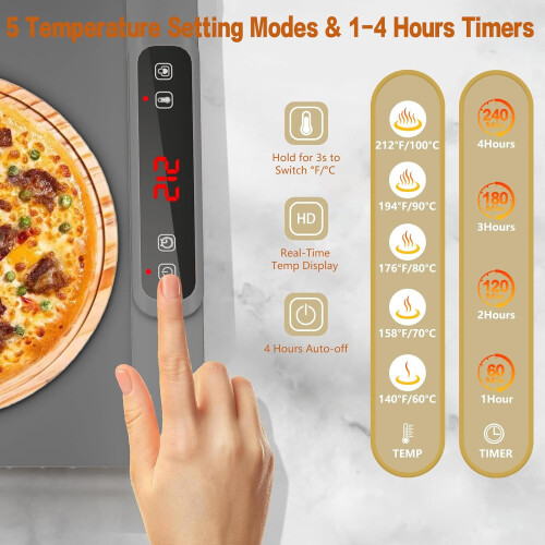 Food Warming Tray with Rapid FullSurface Heating, Adjustable Temp, Rollable Mat for Buffet and Parties 1