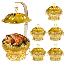 8 Quart Gold Chafing Dish Buffet Set with Dual Temperature Control and Glass Lid for Catering Events