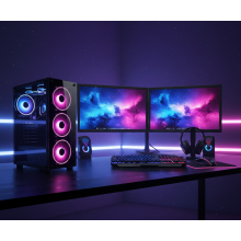 Fast Gaming PC Dual Bundle Core i5 16GB RAM 1TB+512GB SSD RTX3050 Win 11 2x22 Monitor