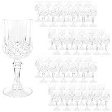 48 Pack Vintage Plastic Wine Glasses, Clear Reusable DiamondCut Goblets for Weddings and Parties