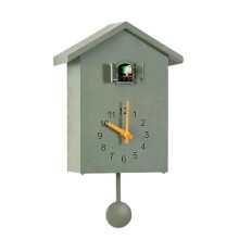 Modern Wooden Cuckoo Wall Clock with Pendulum, Silent Quartz Movement for Living Room Decor