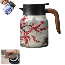 Vintage Floral Teapot with Infuser, 316 Stainless Steel Tea Kettle, VShaped Spout for Loose Leaf Brewing