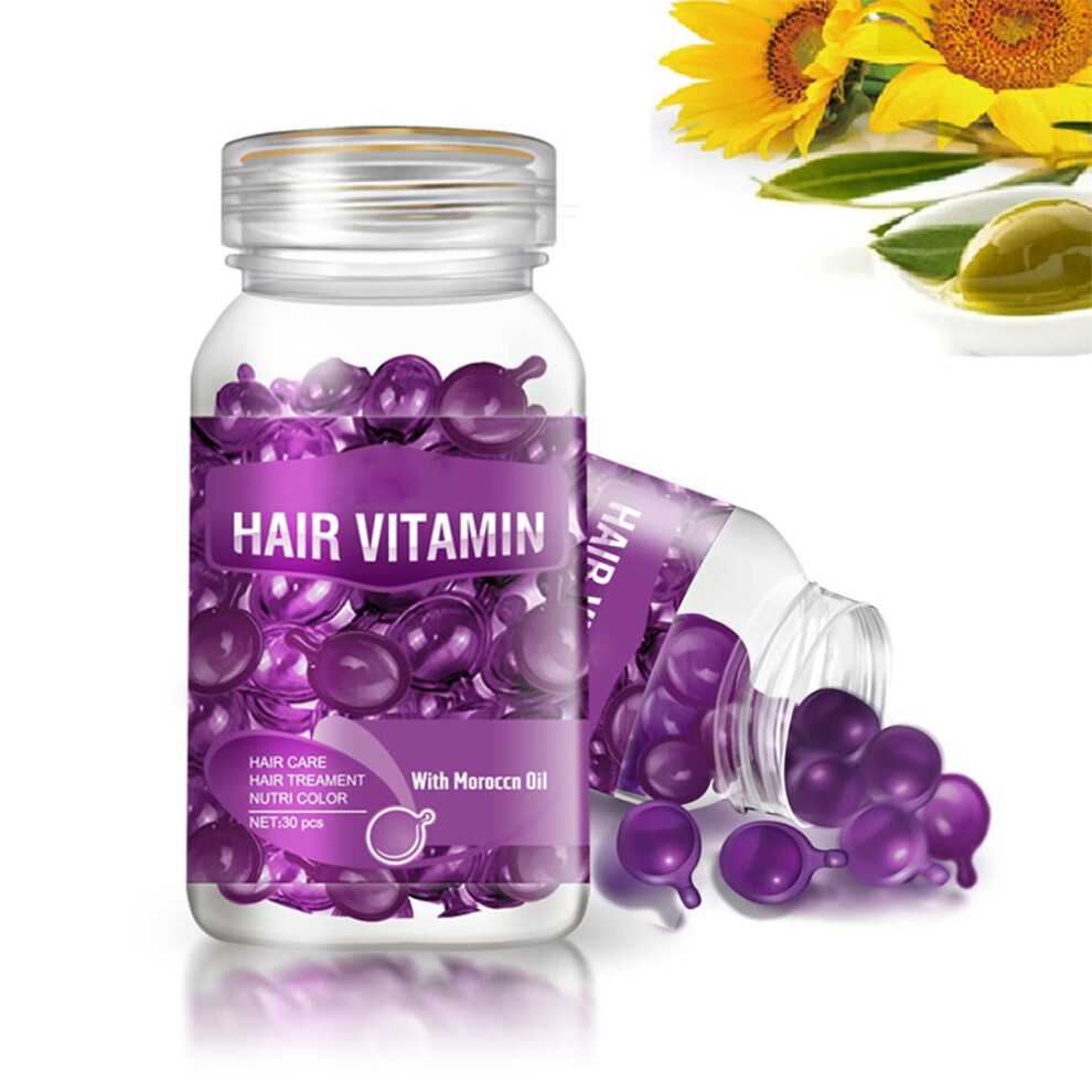 Purple Hair Vitamin Serum For Color Treated Hair With Moroccan Argan Macadamia Oil, 30 Capsules