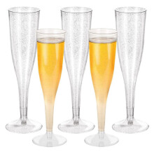 12pcs Champagne Flutes Clear Champagne Cup Disposable Drinks Cup Wine Cup Wedding Holiday Christmas Toasting Glass