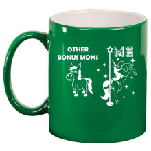 Bonus Mom Superstar Unicorn Funny Mother In Law Ceramic Coffee Mug Tea Cup Gift for Her, Gift For Mom (11oz Green)