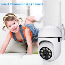 SUSUchens 1 Set Bulb Camera Remote Control Infrared Night Vision 1080P HD-compatible Intelligent A7 Wireless Wifi Surveillance Camera for Home White
