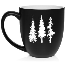 Pine Trees Hiking Mountains Camping Outdoors Ceramic Coffee Mug Tea Cup Gift (16oz Matte Black)