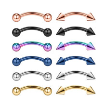 Eease 12pcs Stainless Steel Studs Curved Eyebrow Nose Lip Earrings Piercings Jewelry Simple Body Piercing Jewelry