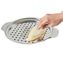Stainless Steel Spaetzle Maker Lid with Scraper for Traditional German Noodles and Pasta Straining
